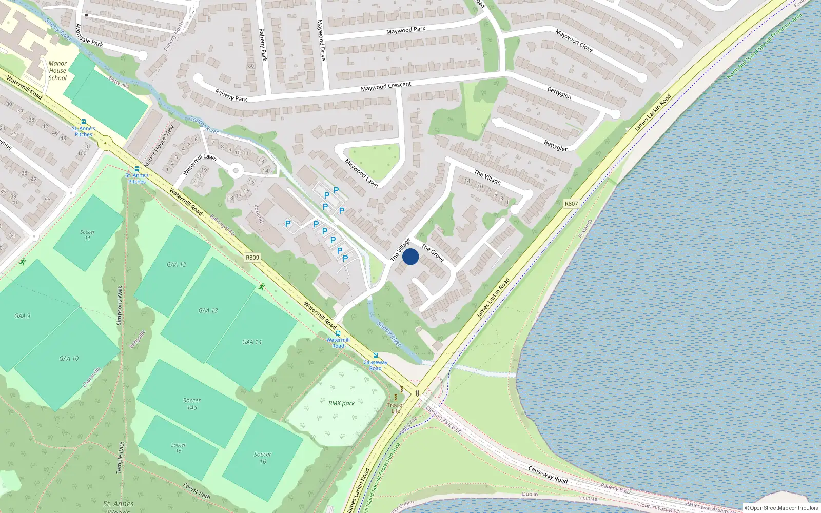 Overhead map showing the location of 6 The Grove, Dublin 5