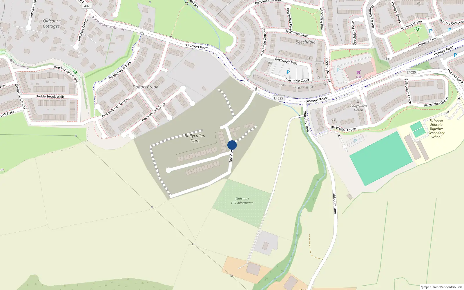 Overhead map showing the location of 6 The Rise, Oldcourt