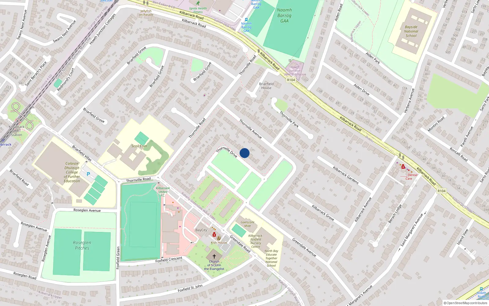 Overhead map showing the location of 6 Thornville Drive, Dublin 5