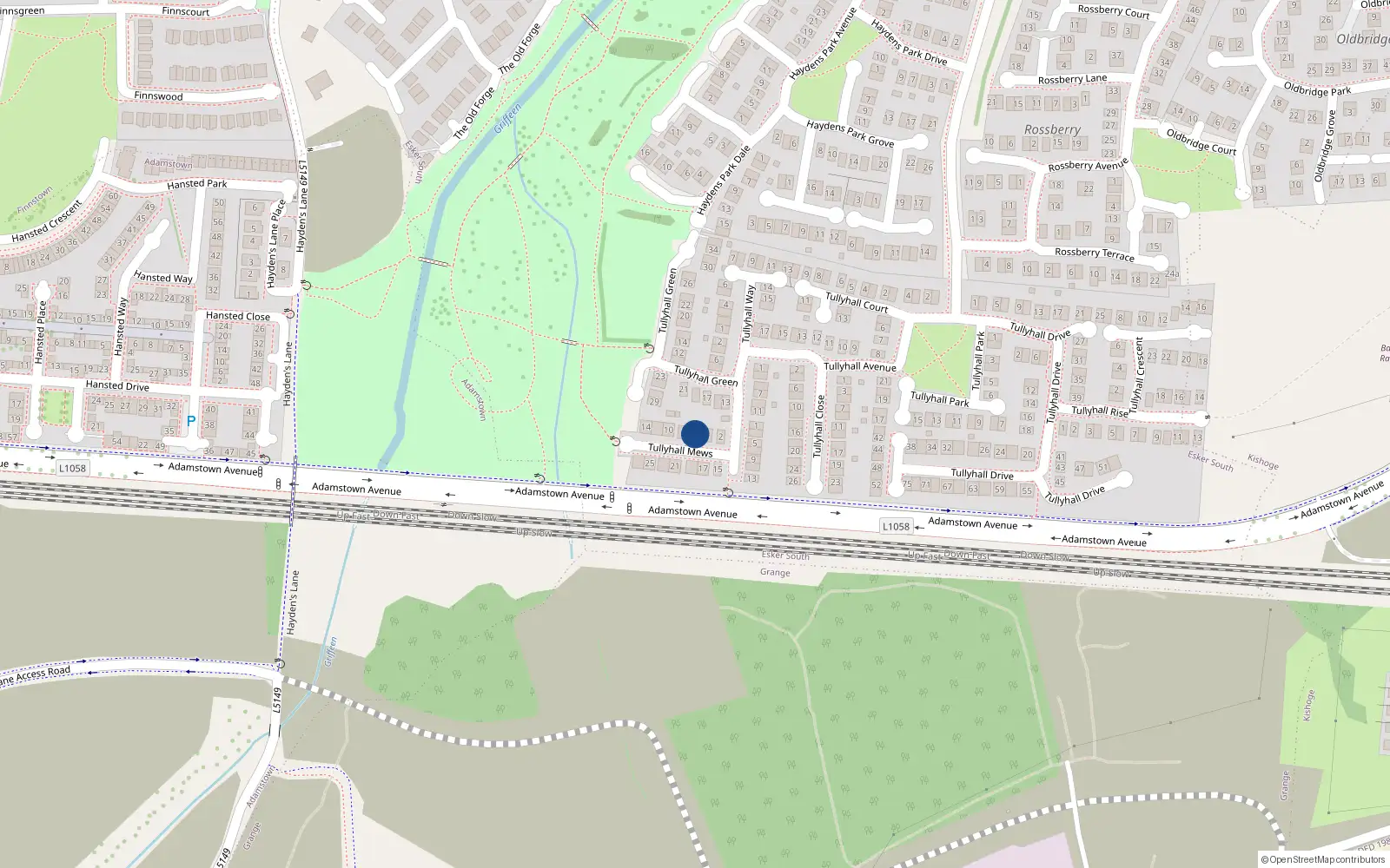 Overhead map showing the location of 6 Tullyhall Mews, Lucan, Dublin