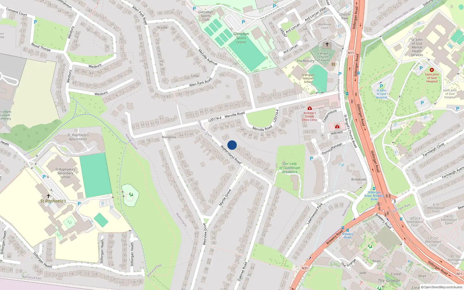 Overhead map showing the location of 6 Waltersland Road, Co. Dublin