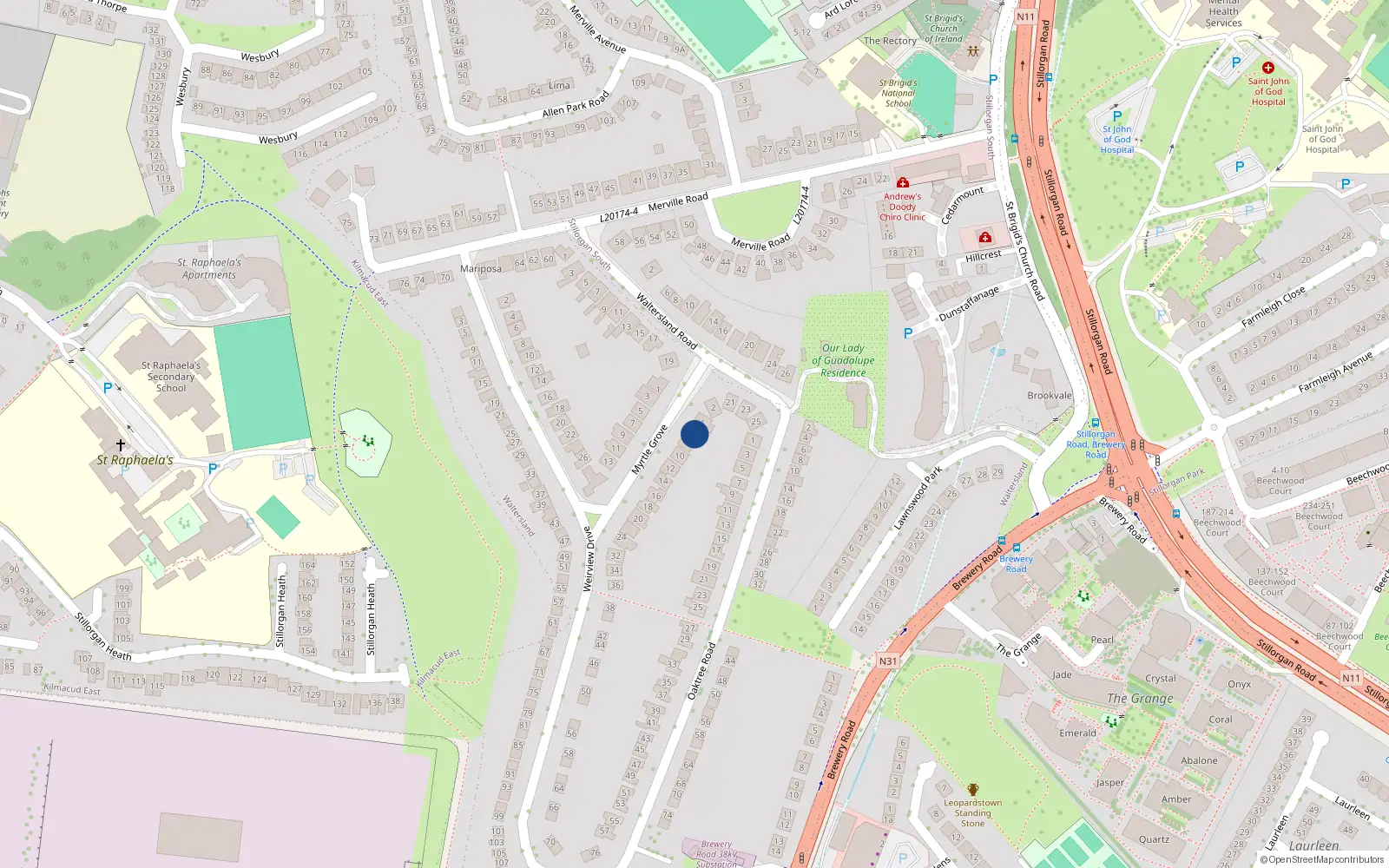 Overhead map showing the location of 6 Weirview Drive, Waltersland