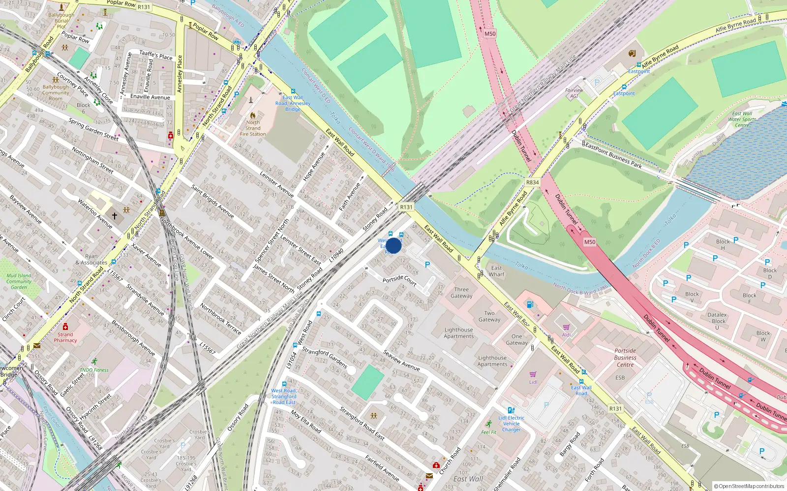 Overhead map showing the location of 6 West Road, Dublin 3