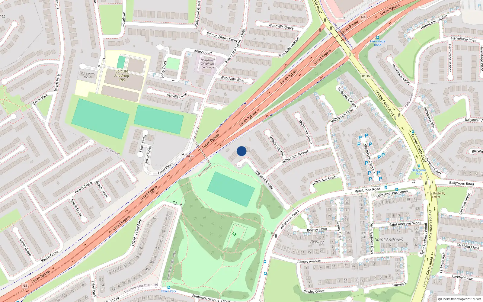 Overhead map showing the location of 6 Willsbrook View, Lucan