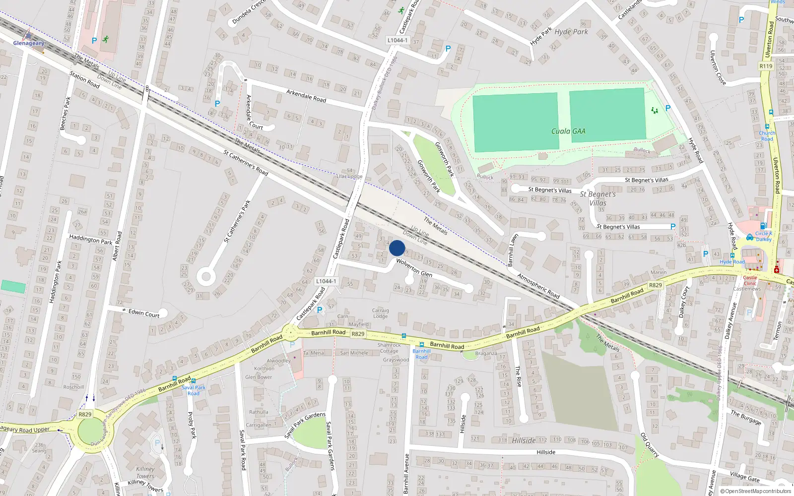 Overhead map showing the location of 6 Wolverton Glen, Dublin