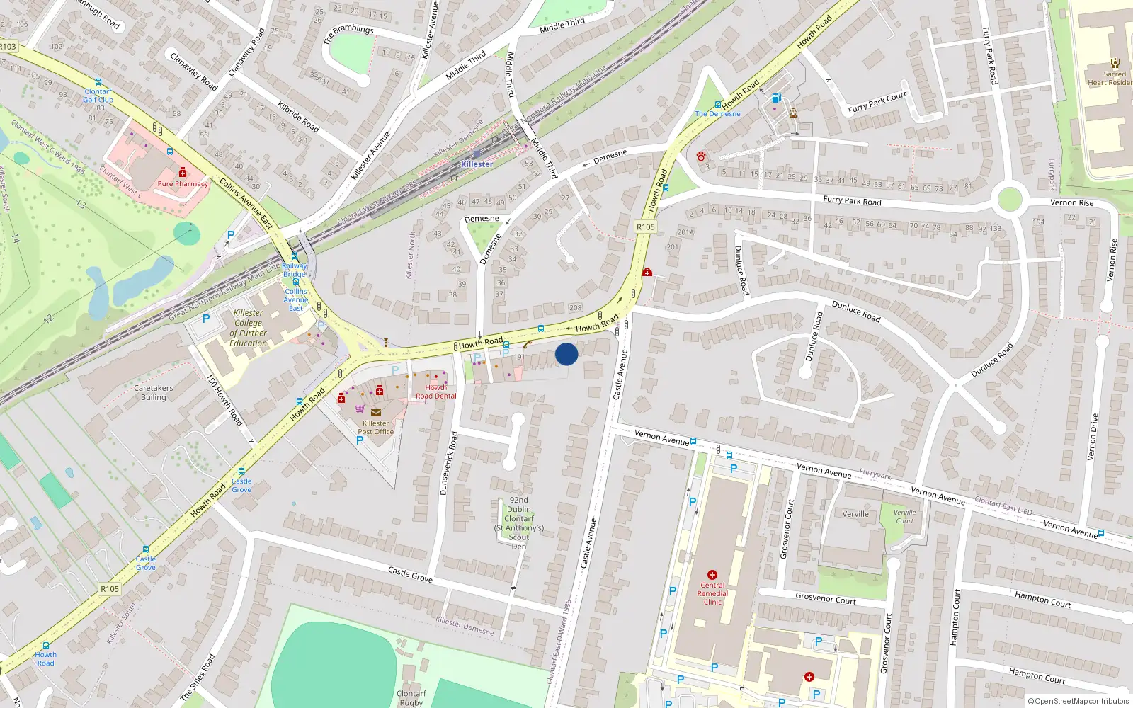 Overhead map showing the location of 6 Wood Ville, Dublin 3