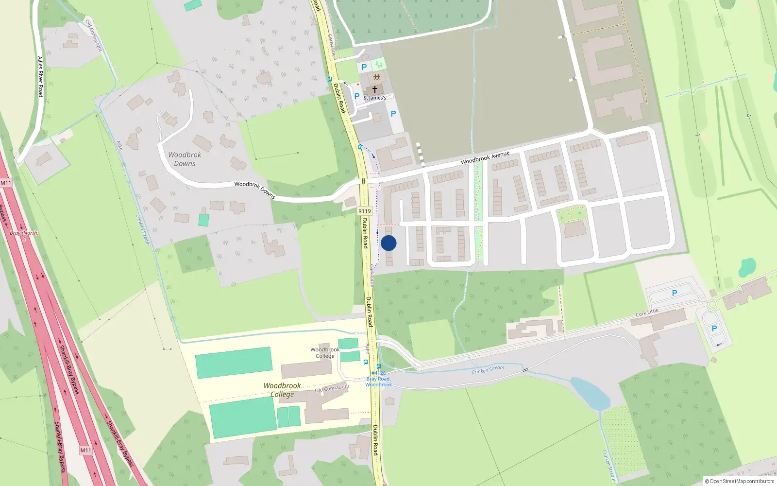 Overhead map showing the location of 6 Woodbrook Court, Woodbrook, Shankill