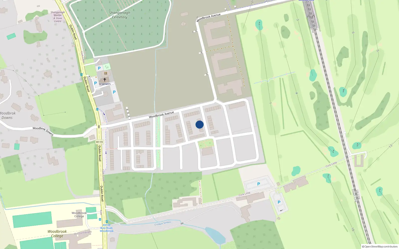 Overhead map showing the location of 6 Woodbrook Elms, Woodbrook, Shankill