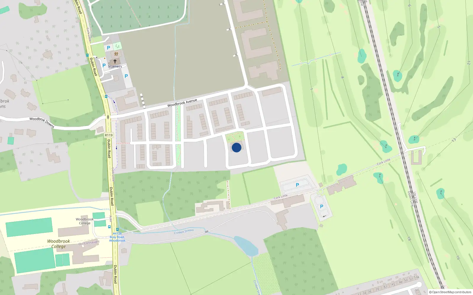 Overhead map showing the location of 6 Woodbrook Place, Woodbrook, Shankill