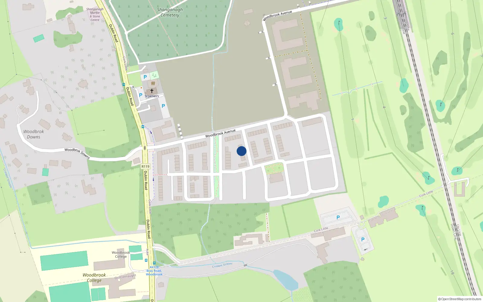 Overhead map showing the location of 6 Woodbrook Vale, Shankill