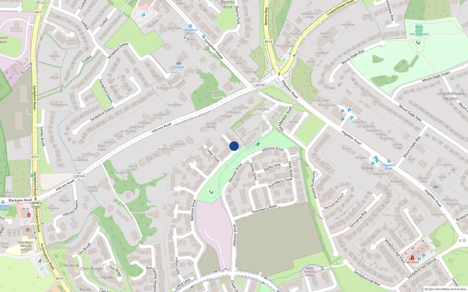 Overhead map showing the location of 6 Woodside Demesne, Stepaside