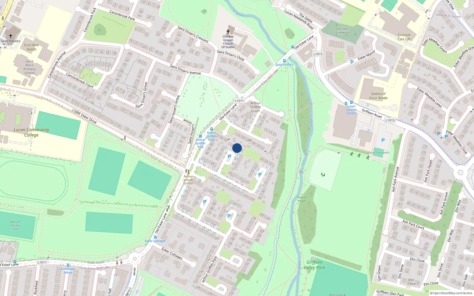 Overhead map showing the location of 60 Arthur Griffith Park, Lucan