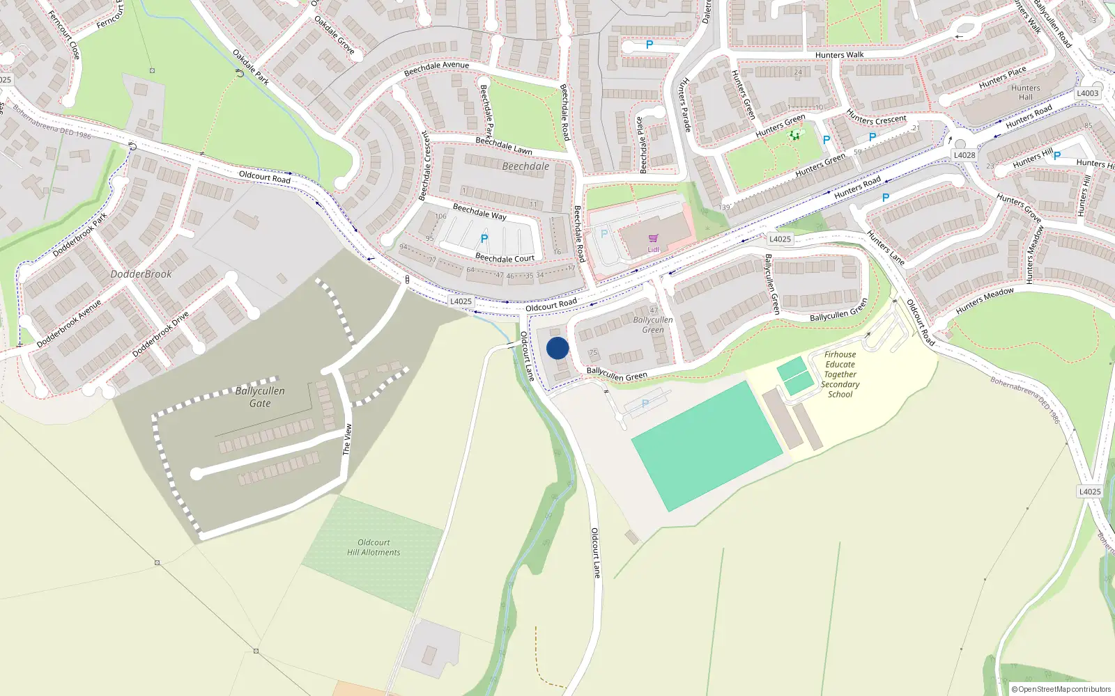 Overhead map showing the location of 60 Ballycullen Green, Dublin 24