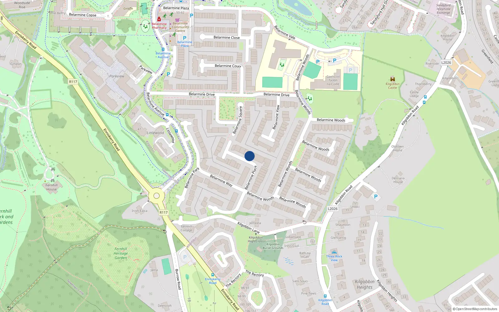 Overhead map showing the location of 60 Belarmine Place, Dublin