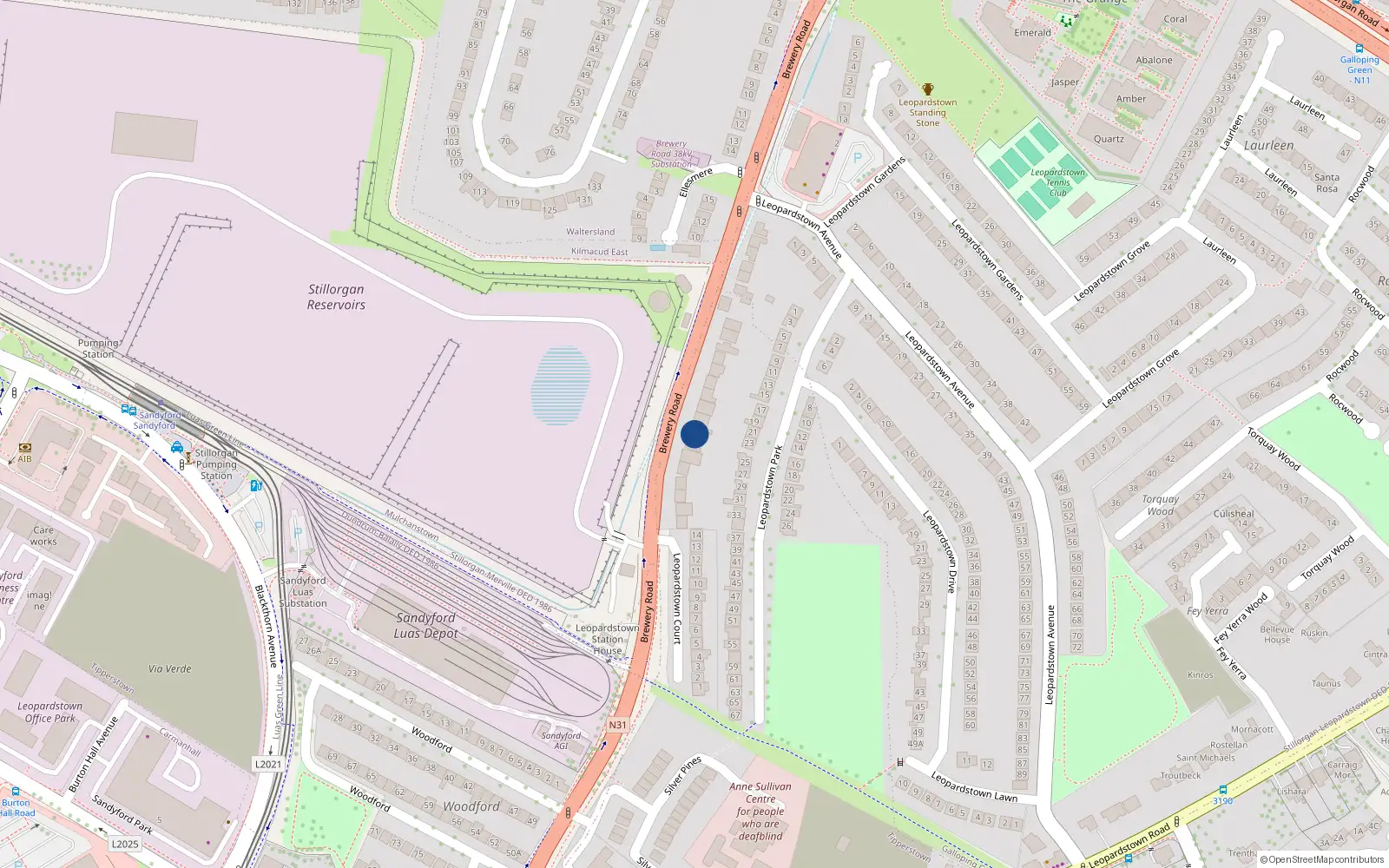 Overhead map showing the location of 60 Brewery Road, Stillorgan, Dublin