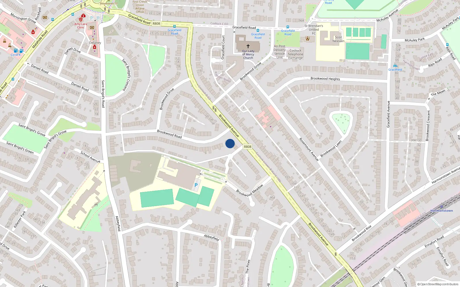 Overhead map showing the location of 60 Brookwood Avenue, Artane, Dublin 5