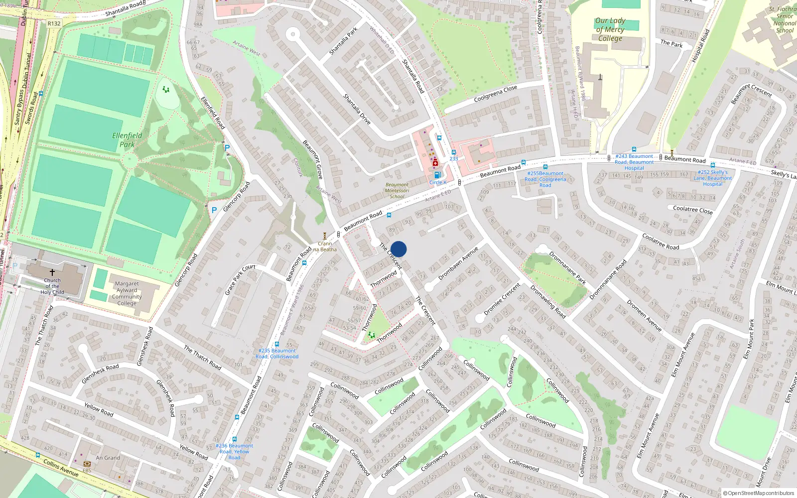 Overhead map showing the location of 60 Cresent House, Clontarf, Dublin 3