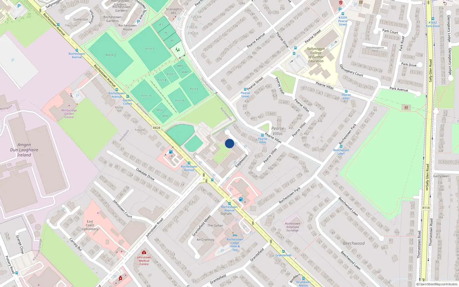Overhead map showing the location of 60 Eaglewood, Rochestown Avenue, Dun Laoghaire