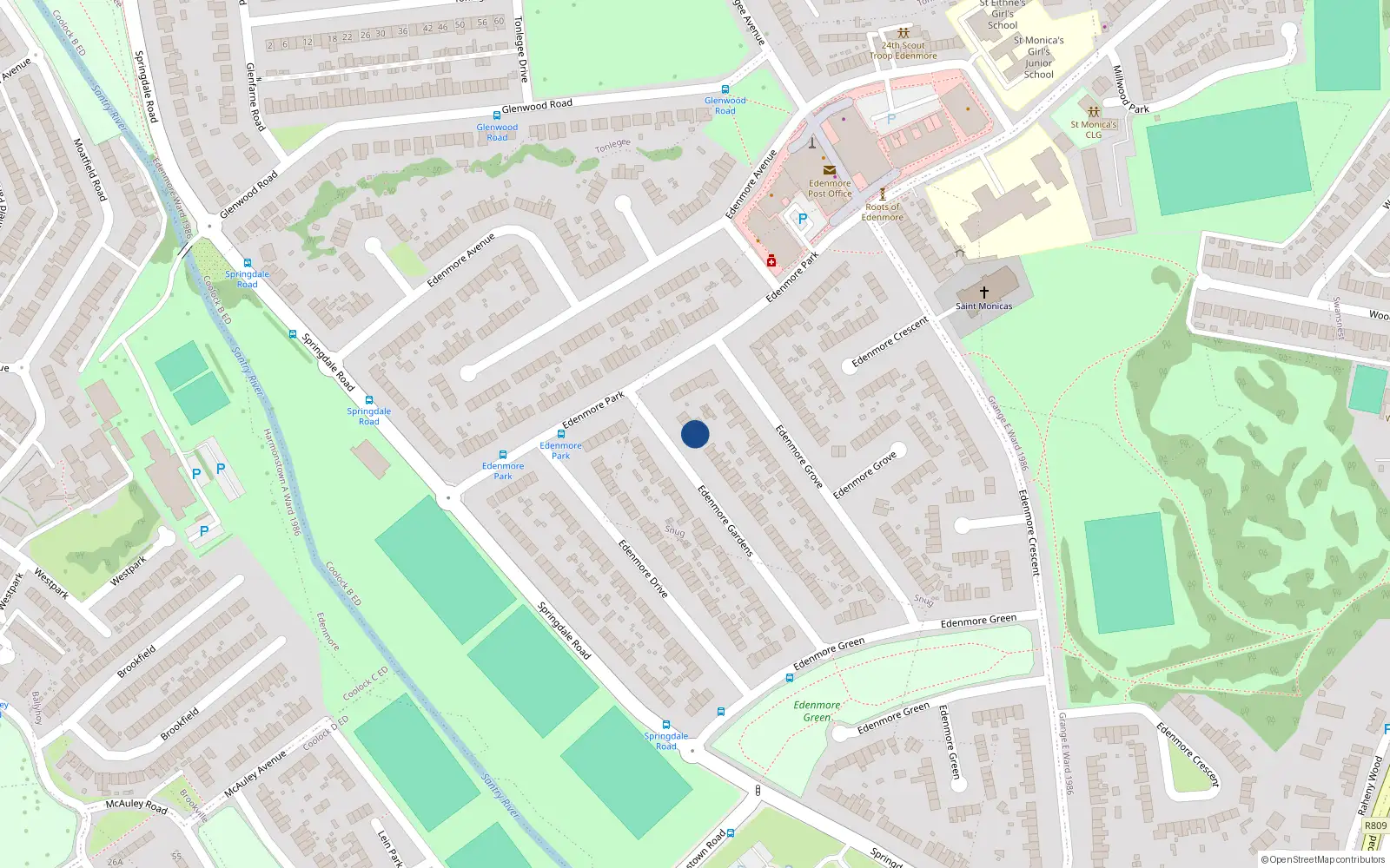 Overhead map showing the location of 60 Edenmore Gardens, Dublin 5