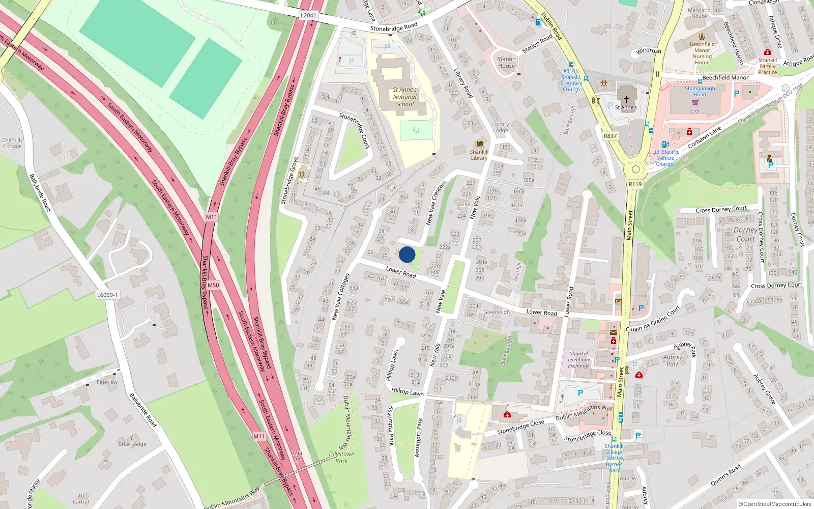 Overhead map showing the location of 60 New Vale Crescent, Dublin