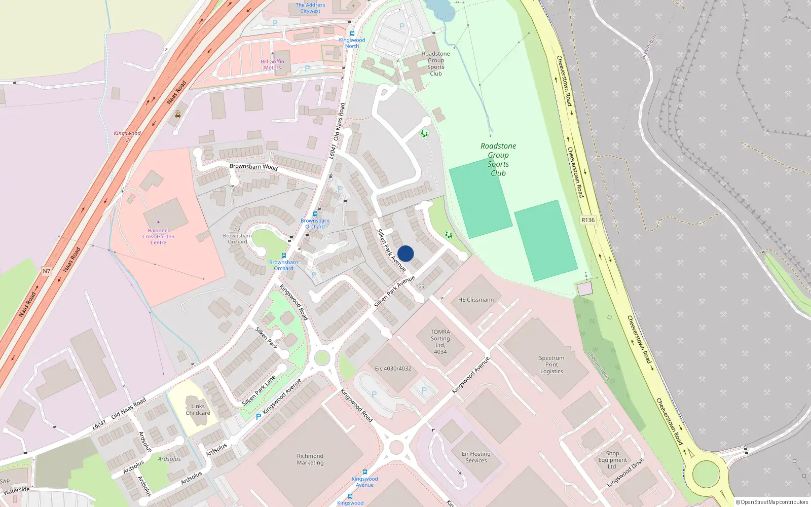 Overhead map showing the location of 60 Silken Park Avenue, Kingswood