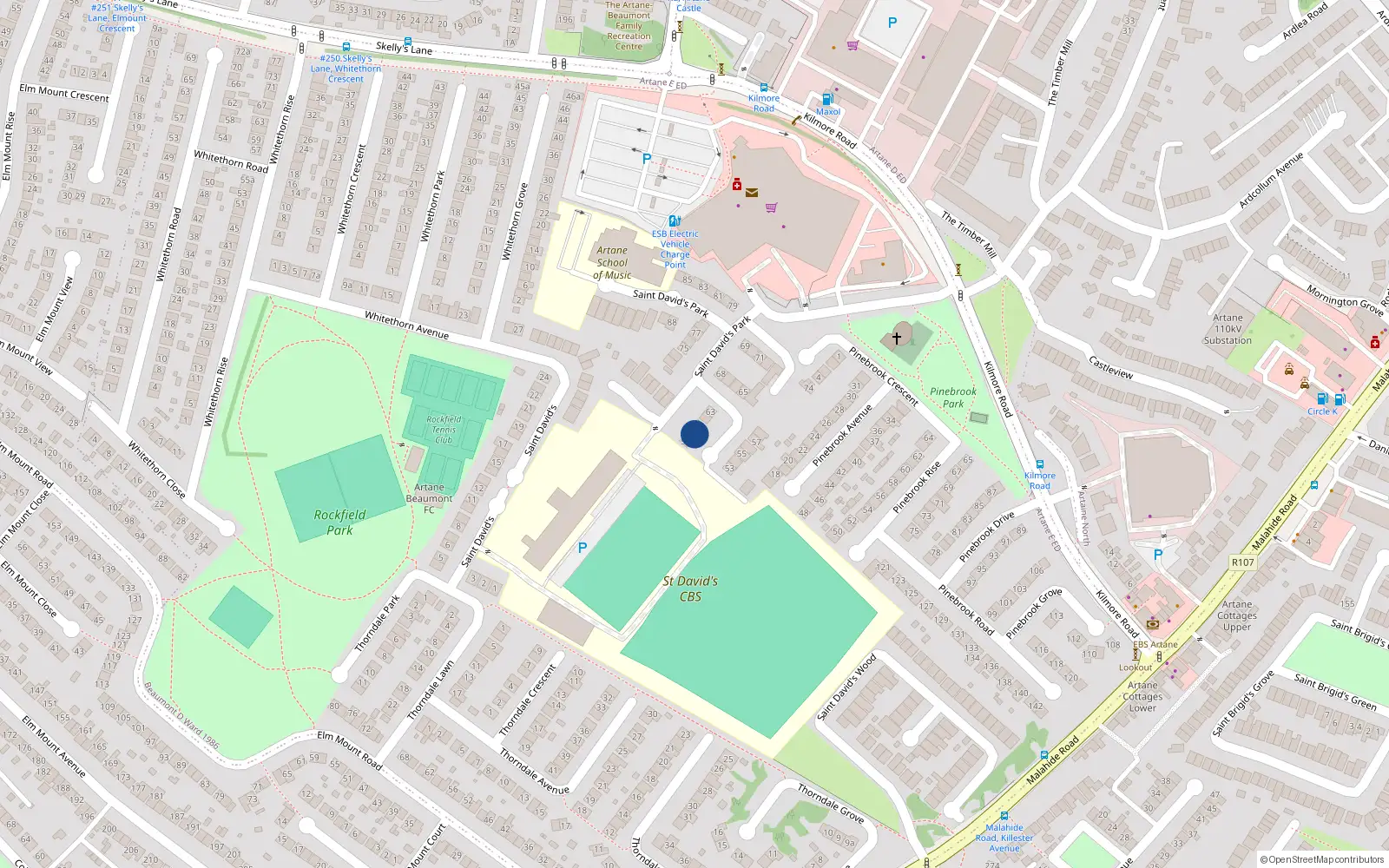 Overhead map showing the location of 60 St Davids Park, Artane, Dublin 5