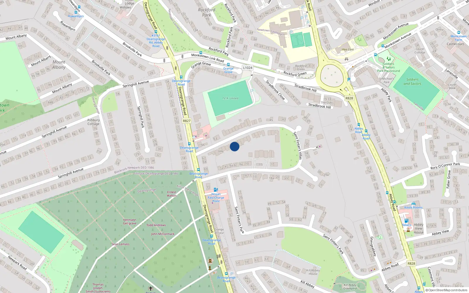 Overhead map showing the location of 60 St Fintans Villas, Deansgrange, Blackrock