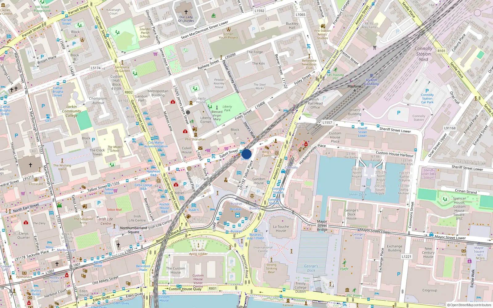 Overhead map showing the location of 60 Talbot Street, Dublin 1