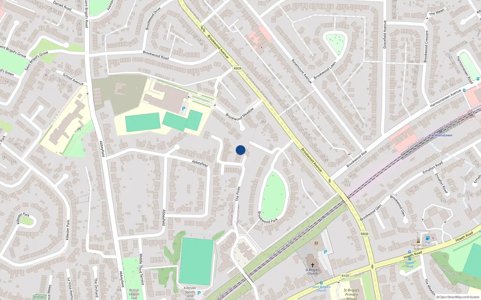 Overhead map showing the location of 60 The Pines, Dublin 5