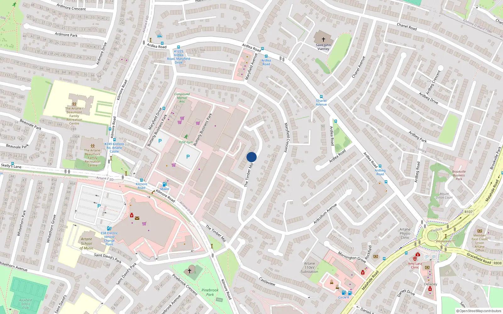 Overhead map showing the location of 60 Timber Mills, Kilmore Road, Artane Dublin 5