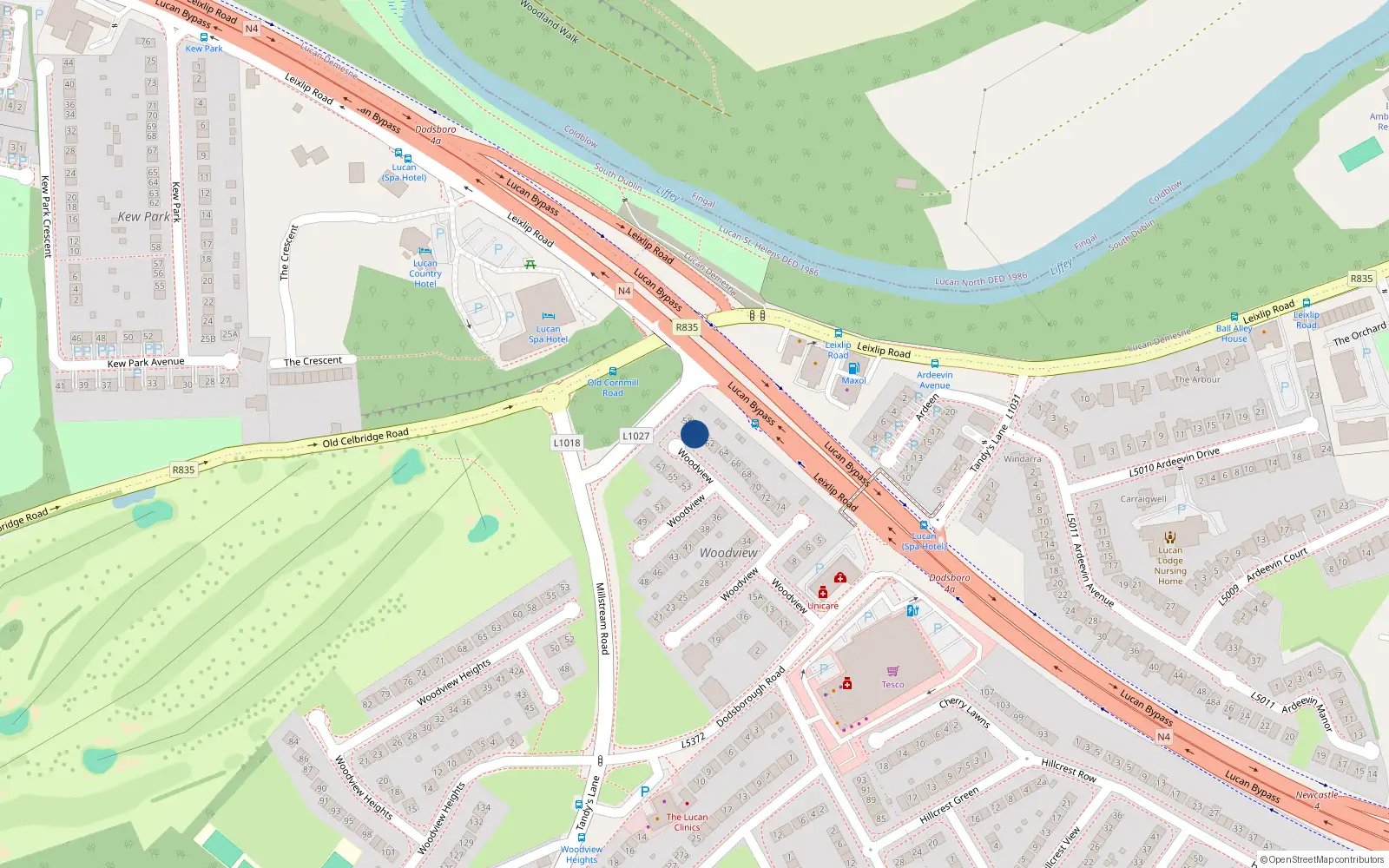 Overhead map showing the location of 60 Woodview, Lucan