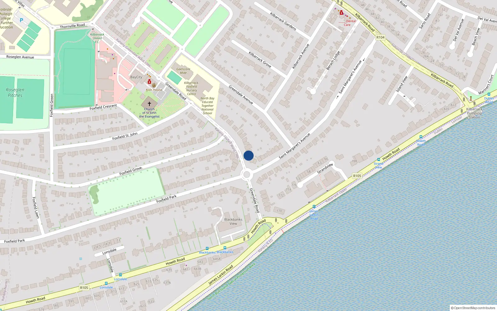 Overhead map showing the location of 60A St Margarets Avenue, Kilbarrack, Dublin 5