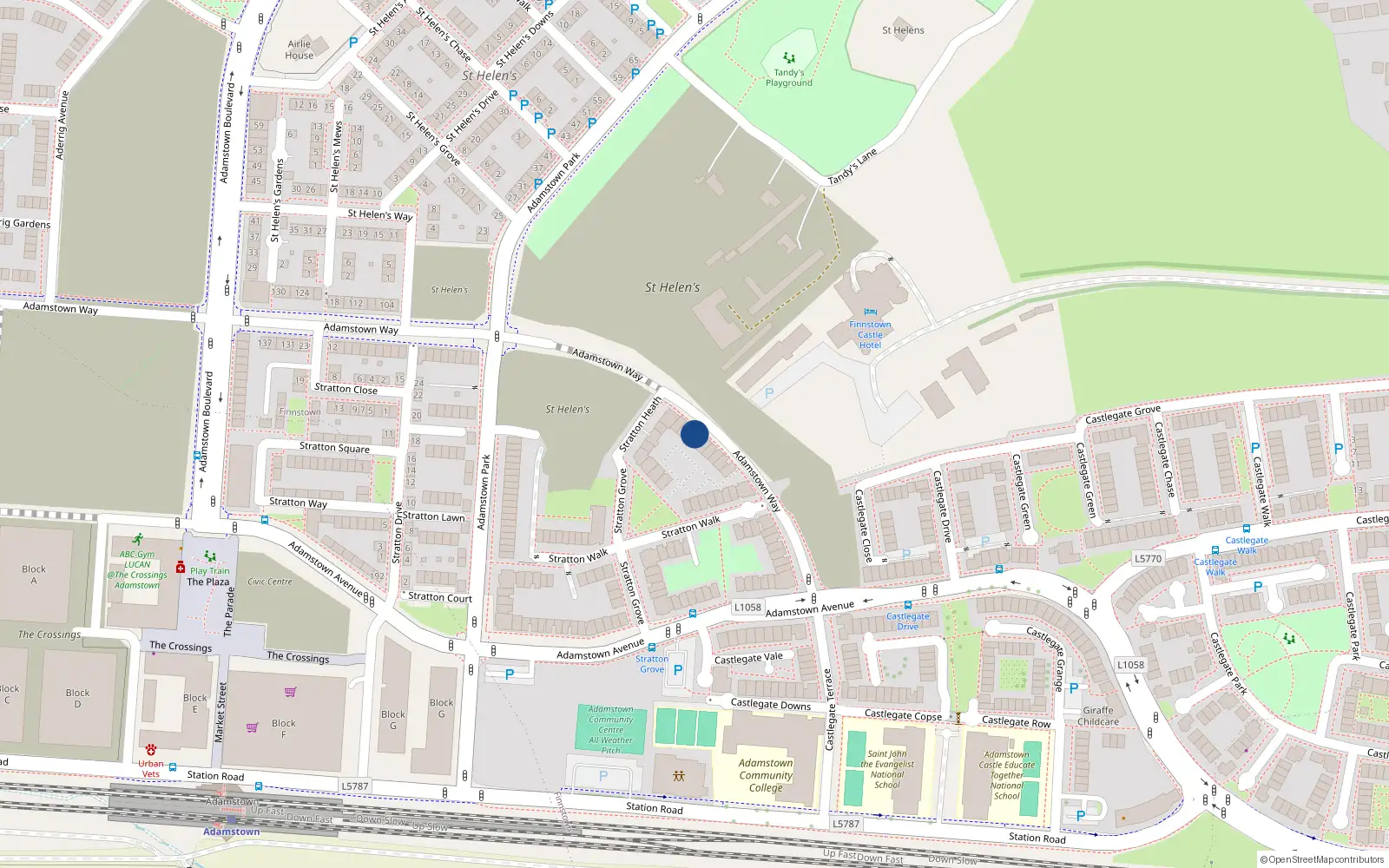 Overhead map showing the location of 61 Adamstown Way, Lucan
