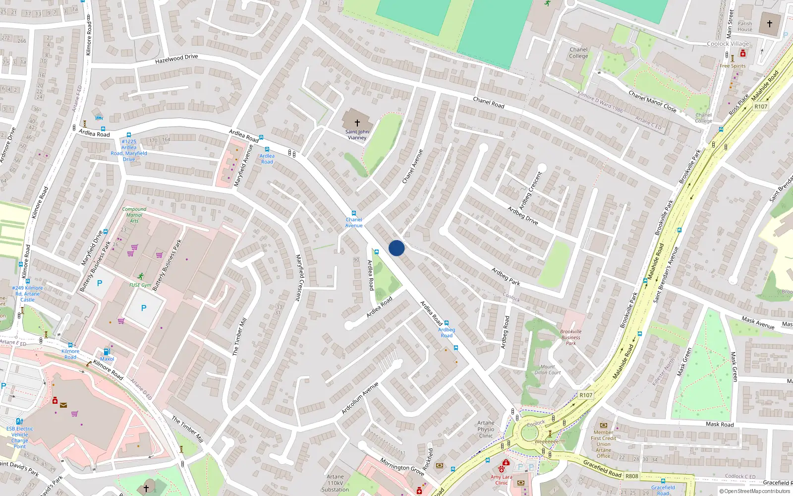 Overhead map showing the location of 61 Ardlea Road, Dublin 5