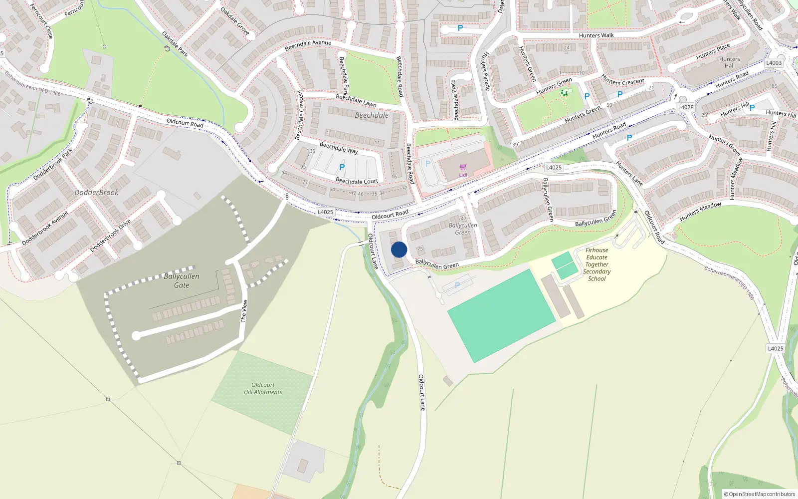 Overhead map showing the location of 61 Ballycullen Green, Dublin 24