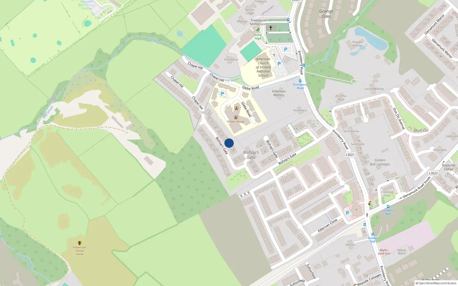 Overhead map showing the location of 61 Bishops Gate, Kilternan