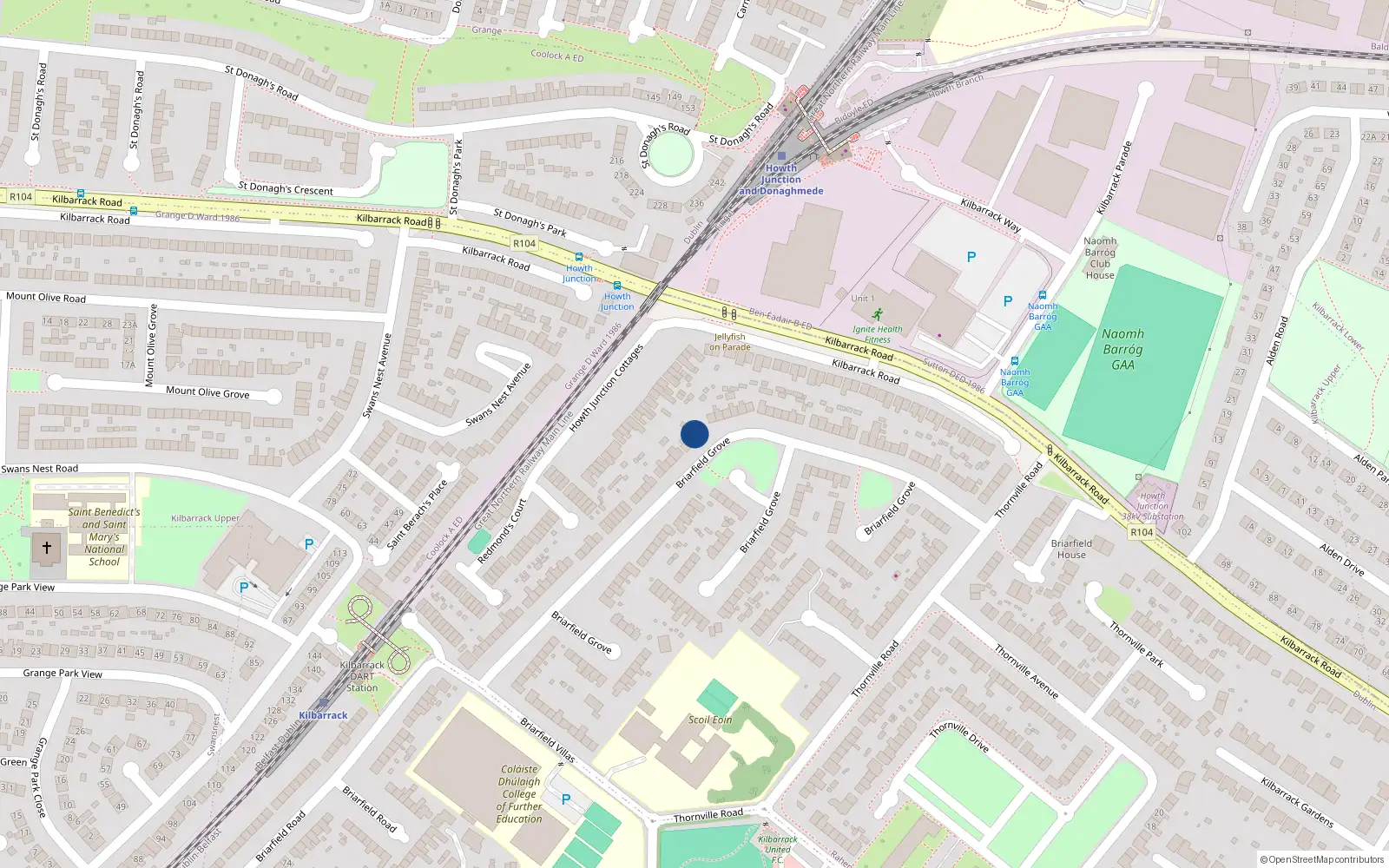 Overhead map showing the location of 61 Briarfield Grove, Dublin 5