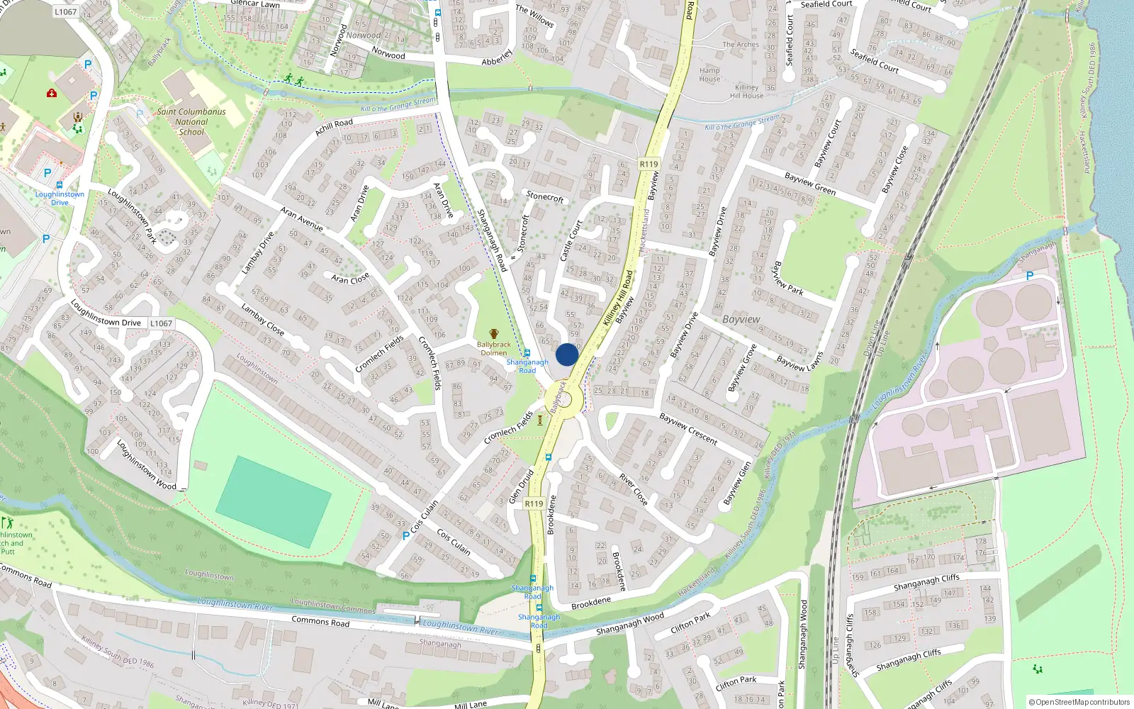 Overhead map showing the location of 61 Castle Court, Killiney, Dublin