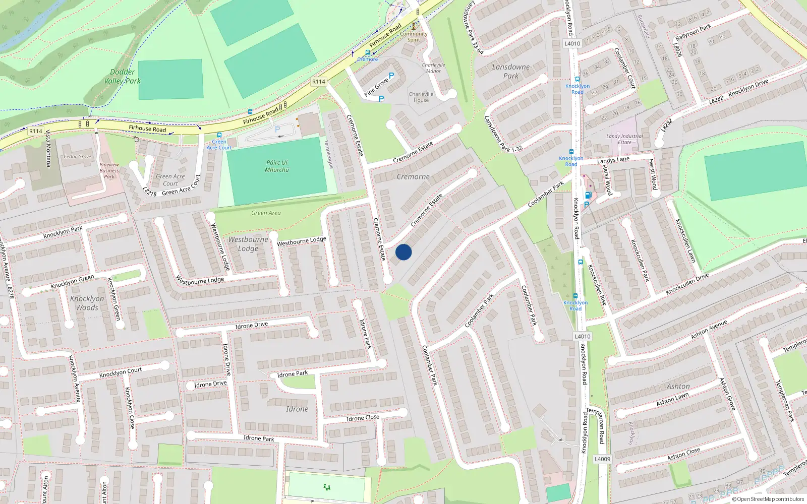 Overhead map showing the location of 61 Cremorne, Dublin 16