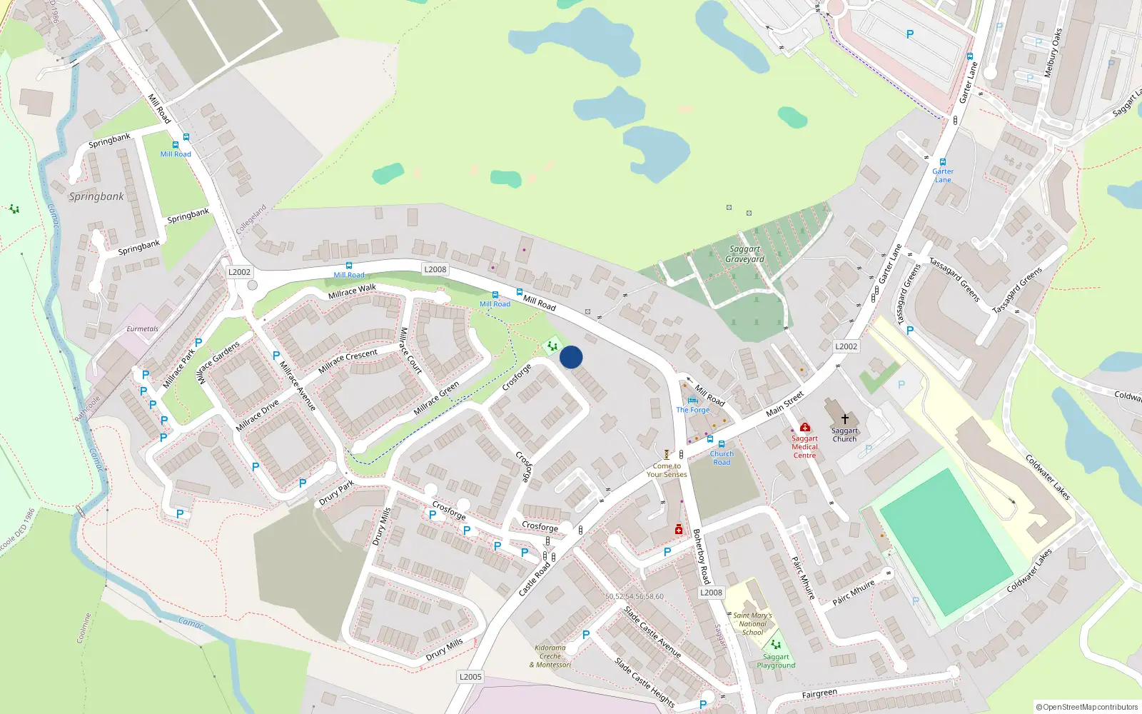 Overhead map showing the location of 61 Crosforge, Saggart