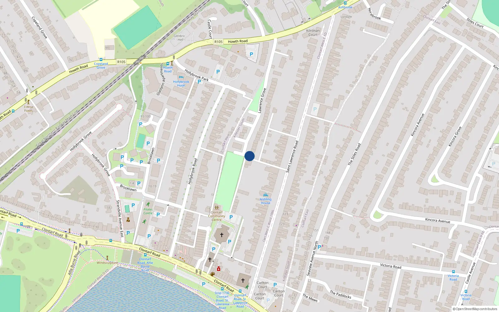 Overhead map showing the location of 61 Lawrence Grove, Dublin 3