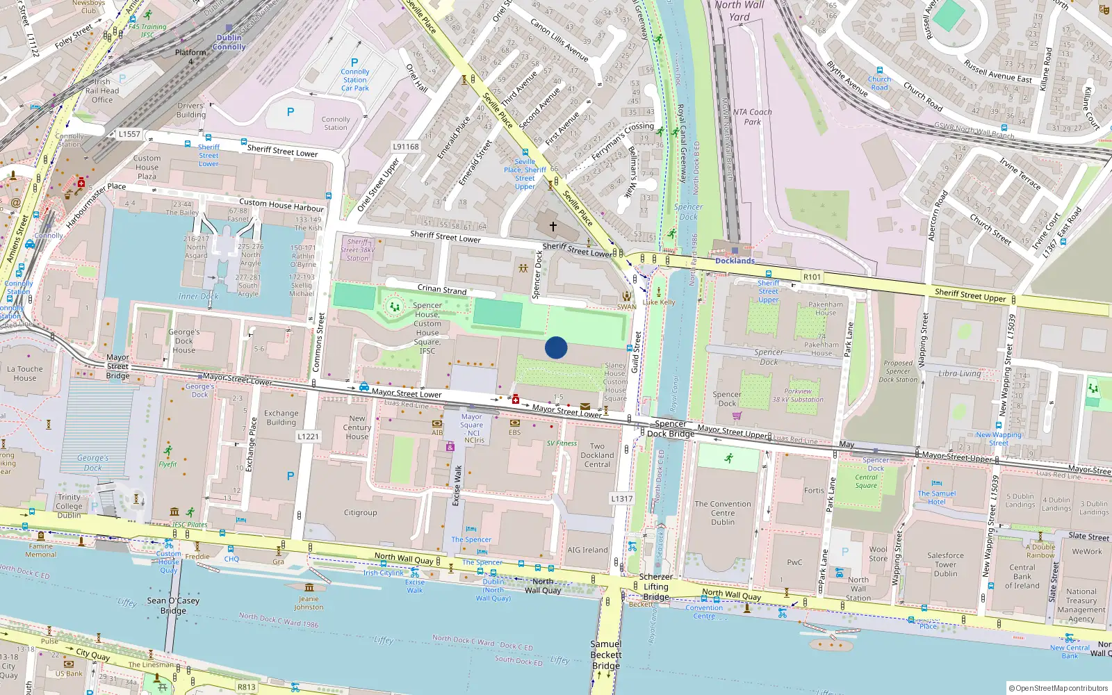 Overhead map showing the location of 61 Lee House, North Wall, Dublin, Co. Dublin