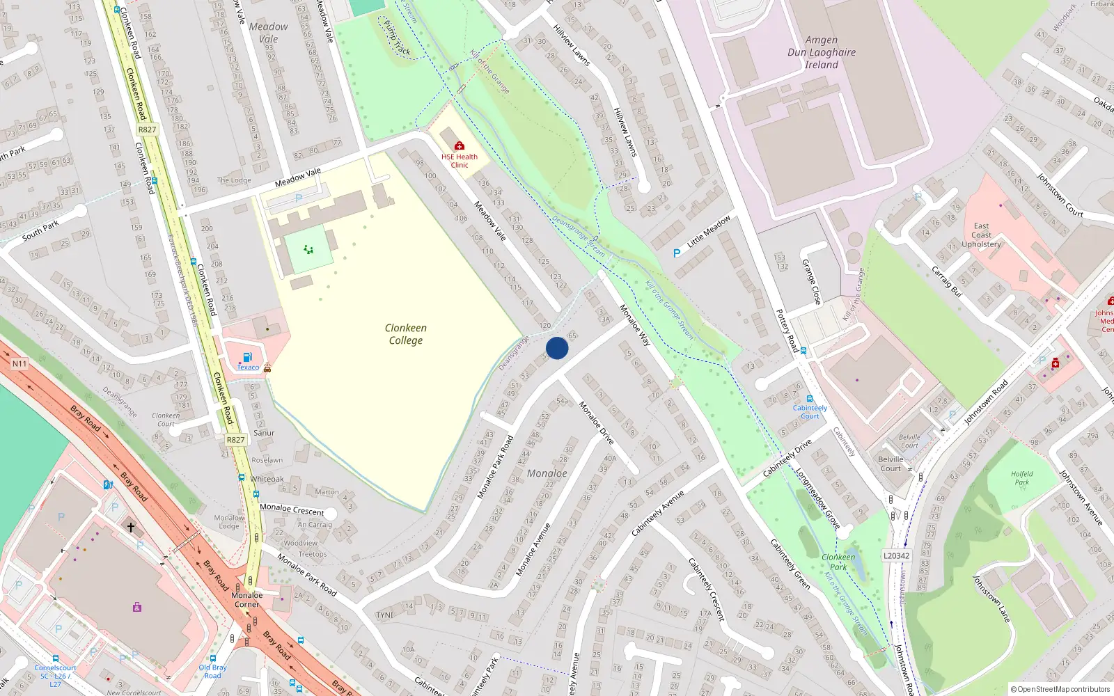 Overhead map showing the location of 61 Monaloe Park Road, Blackrock