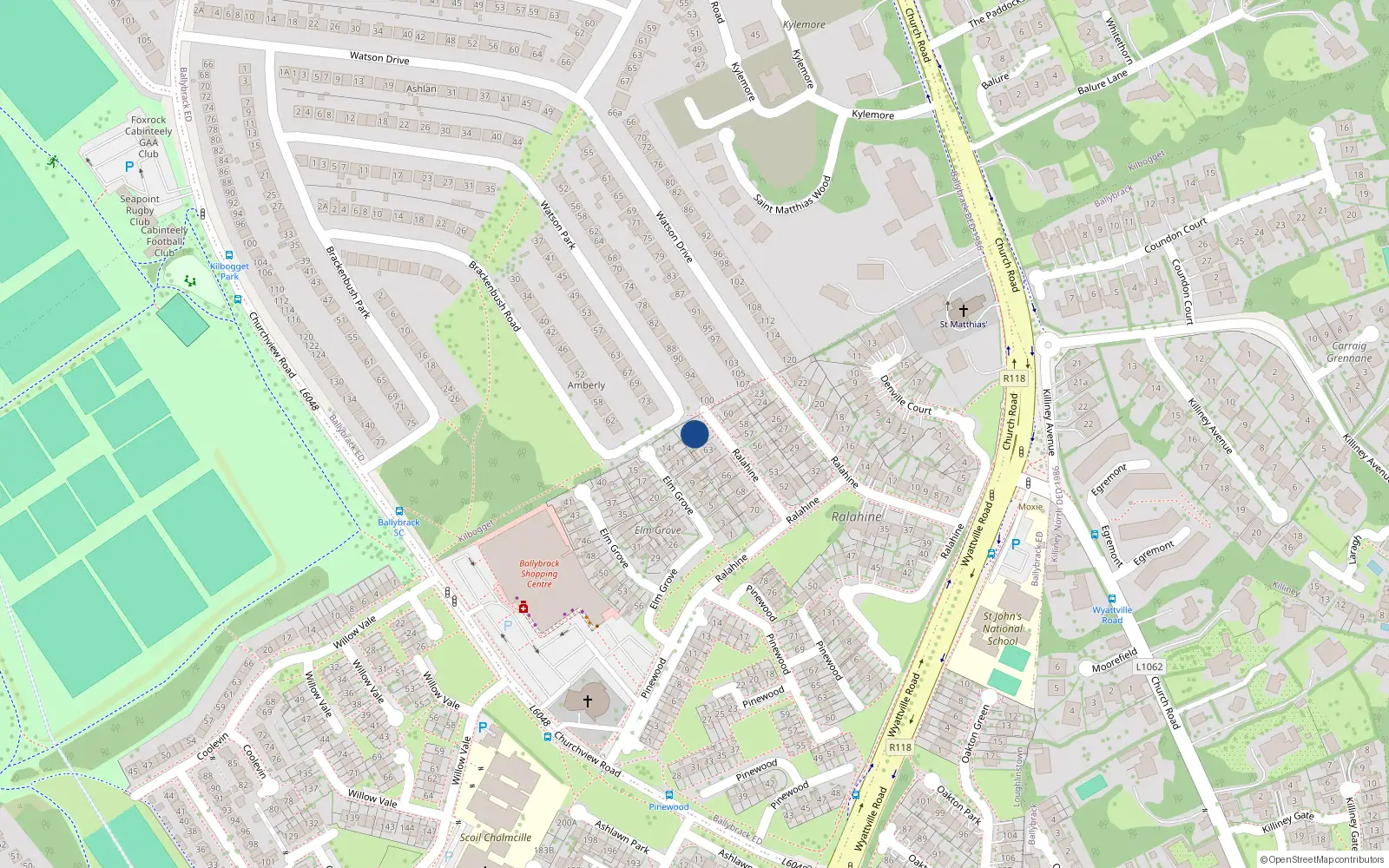 Overhead map showing the location of 61 Ralahine, Dublin