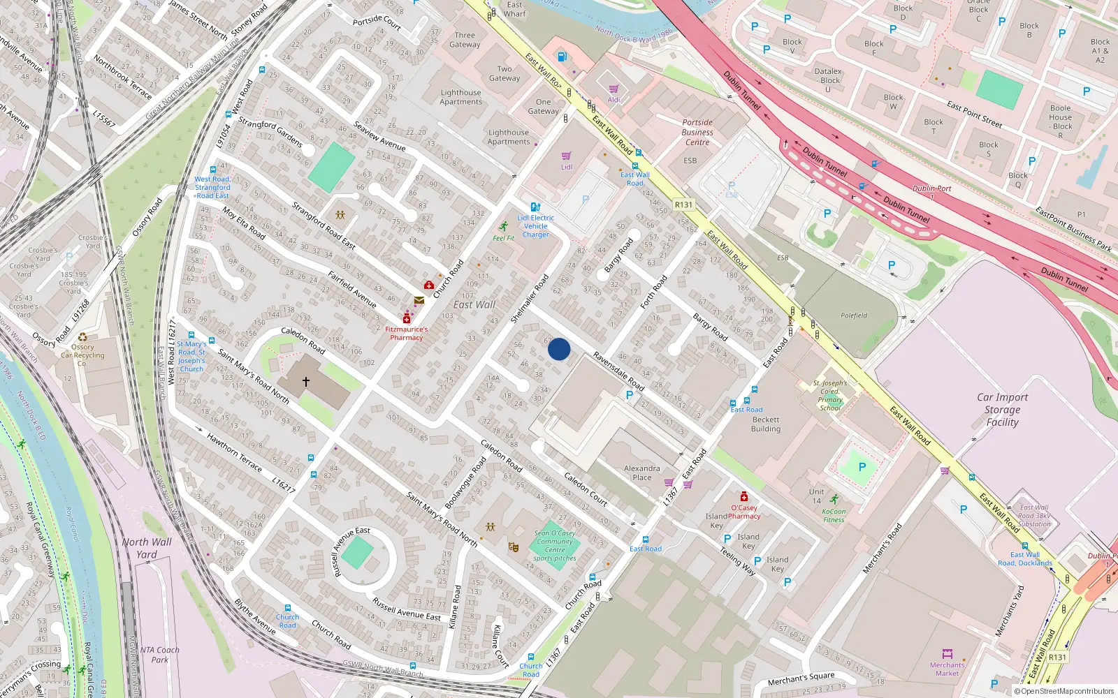 Overhead map showing the location of 61 Ravensdale Road, Dublin 3