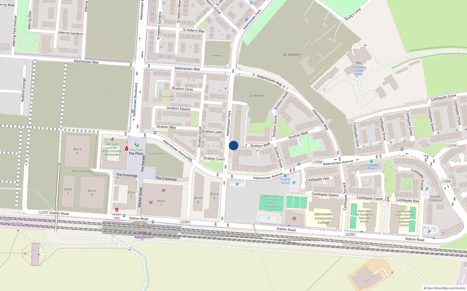 Overhead map showing the location of 61 Stratton Walk, Lucan