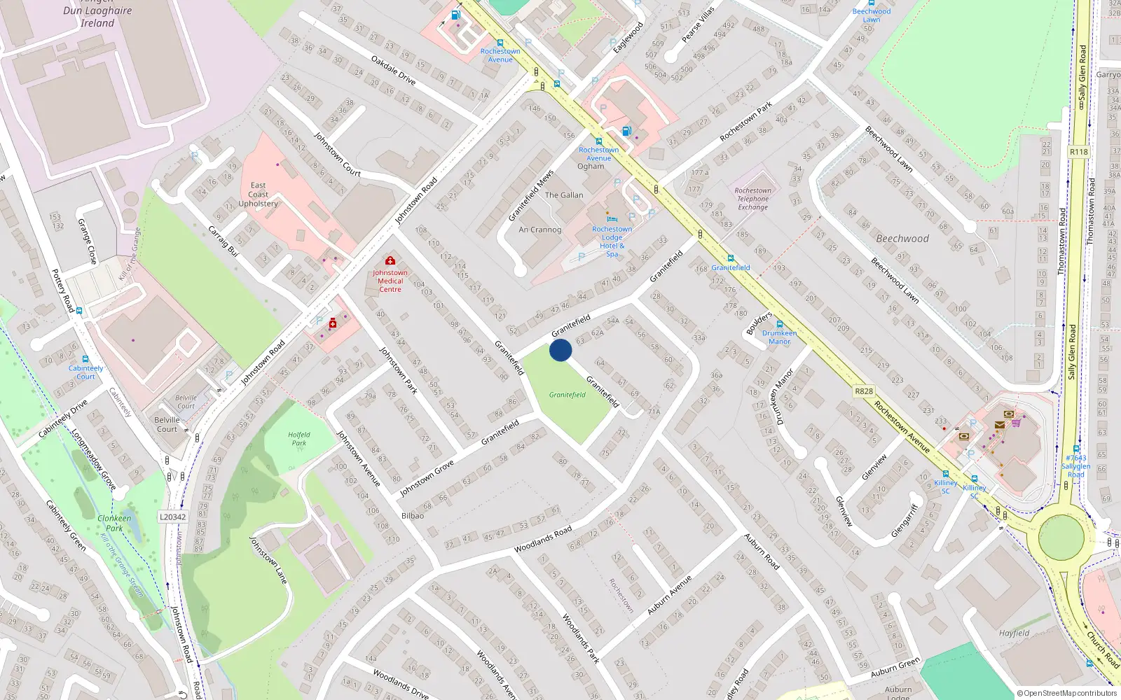 Overhead map showing the location of 61 the Gallan, Granitefield, Dun Laoghaire