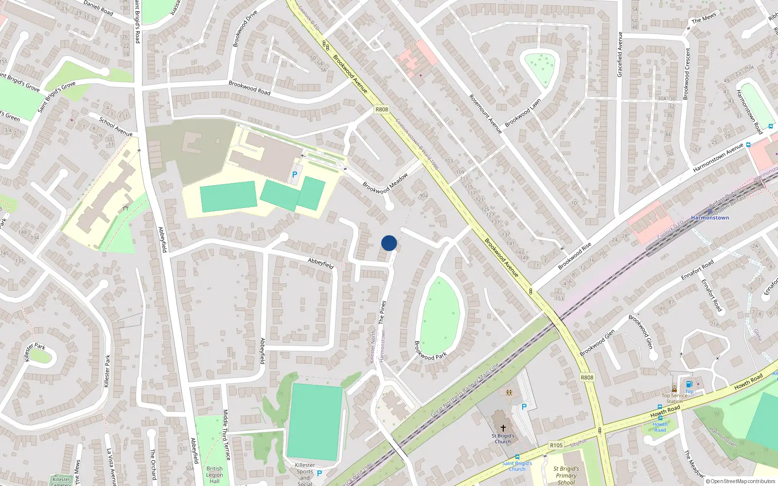 Overhead map showing the location of 61 the Pines, Venetian Hall, Killester Dublin 5