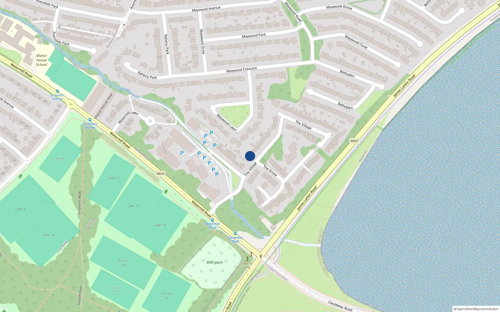 Overhead map showing the location of 61 The Village, Dublin 5