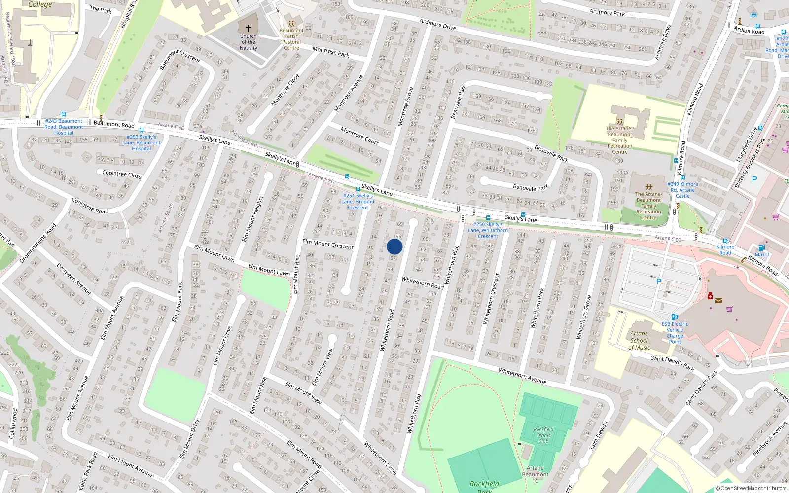 Overhead map showing the location of 61 Whitethorn Road, Dublin 5